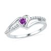 Image 1 : Lab-Created Amethyst Heart Ring 1/5 Cttw 10kt White Gold