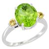 Image 1 : 3.02 CTW Peridot & Yellow Sapphire Ring 14K White Gold - REF-36K3W