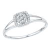 Image 1 : Diamond Square Frame Cluster Ring 1/10 Cttw 10kt White Gold