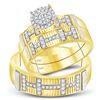 Image 1 : His & Hers Diamond Cluster Matching Bridal Wedding Ring Band Set 1/2 Cttw 10kt Yellow Gold