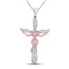 Image 1 : Diamond Cross Religious Pendant 1/6 Cttw 10kt Two-tone Rose Gold