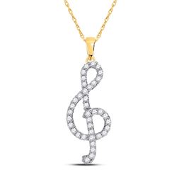 Diamond Treble Clef Music Pendant 1/3 Cttw 10kt Yellow Gold