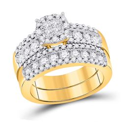 Diamond Bridal Wedding Engagement Ring Band Set 1-3/4 Cttw 14kt Yellow Gold