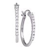 Image 1 : Diamond Slender Snap-down Hoop Earrings 1/4 Cttw 14kt White Gold