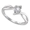 Image 1 : Diamond Solitaire Promise Bridal Ring 1/8 Cttw 10kt White Gold