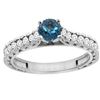 Image 1 : 0.86 CTW London Blue Topaz & Diamond Ring 14K White Gold - REF-62F5N