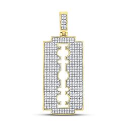 Mens Diamond Razor Blade Charm Pendant 1.00 Cttw 10kt Yellow Gold