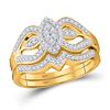 Image 1 : Diamond Oval Cluster Bridal Wedding Engagement Ring Band Set 1/3 Cttw 10kt Yellow Gold
