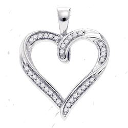 Diamond Heart Pendant 1/10 Cttw 10kt White Gold