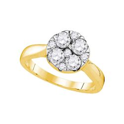 Diamond Cluster Bridal Wedding Engagement Ring 1.00 Cttw 14kt Yellow Gold
