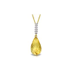 Genuine 5.08 ctw Citrine & Diamond Necklace 14KT Yellow Gold - REF-29K2V