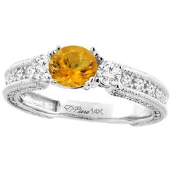 1.30 CTW Citrine & Diamond Ring 14K White Gold - REF-85A3X