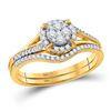 Diamond Cluster Bridal Wedding Engagement Ring Band Set 1/3 Cttw 10k Yellow Gold