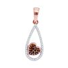 Image 1 : Round Red Color Enhanced Diamond Teardrop Heart Pendant 1/8 Cttw 10kt Rose Gold