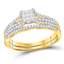 Diamond Bridal Wedding Engagement Ring Band Set 1/2 Cttw 14kt Yellow Gold