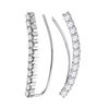 Diamond Curved Bowed Climber Earrings 1.00 Cttw 14kt White Gold