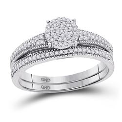 Diamond Cluster Bridal Wedding Engagement Ring Band Set 1/4 Cttw 10k White Gold