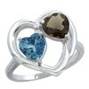 Image 1 : 2.61 CTW Diamond, London Blue Topaz & Quartz Ring 14K White Gold - REF-34M2K