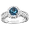 1.45 CTW London Blue Topaz & Diamond Ring 14K White Gold - REF-86W7F