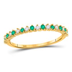 Round Emerald Modern Alternating Stackable Band Ring 1/5 Cttw 10kt Yellow Gold