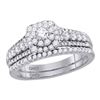 Diamond Bridal Wedding Engagement Ring Band Set 1.00 Cttw 14kt White Gold