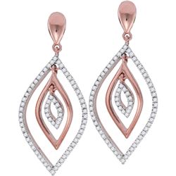 Diamond Nested Oval Dangle Earrings 3/8 Cttw 10kt Rose Gold