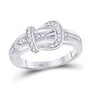 Diamond Belt Buckle Band Ring 1/5 Cttw 10kt White Gold
