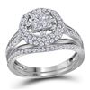 Diamond Halo Bridal Wedding Engagement Ring Band Set 1.00 Cttw 14kt White Gold