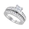 Diamond Bridal Wedding Engagement Ring Band Set 1.00 Cttw 14kt White Gold
