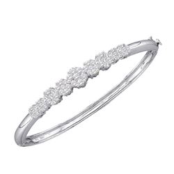 Diamond Bangle Bracelet 2.00 Cttw 14kt White Gold
