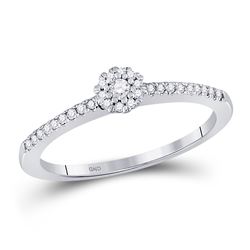 Diamond Solitaire Halo Promise Bridal Ring 1/6 Cttw 10kt White Gold