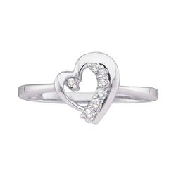 Diamond Heart Journey Ring 1/10 Cttw 10kt White Gold