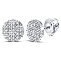 Mens Diamond Circle Cluster Earrings 1/6 Cttw 10kt White Gold