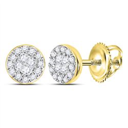 Diamond Cluster Earrings 1/6 Cttw 10kt Yellow Gold