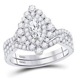 Marquise Diamond Bridal Wedding Engagement Ring Band Set 2.00 Cttw  14kt White Gold