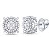 Image 1 : Diamond Circle Frame Cluster Earrings 1.00 Cttw 14kt White Gold