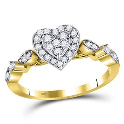 Diamond Heart Cluster Ring 1/3 Cttw 14kt Yellow Gold