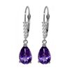 Genuine 3.15 ctw Amethyst & Diamond Earrings 14KT White Gold - REF-44T3A