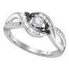 Diamond Solitaire Black-accent Bridal Wedding Engagement Ring 1/3 Cttw 10kt White Gold
