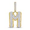 Mens Diamond "M" Letter Charm Pendant 1-1/2 Cttw 10kt Yellow Gold