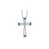 Genuine 0.43 ctw Blue Topaz & Diamond Necklace 14KT White Gold - REF-76W7Y