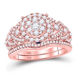 Diamond Bridal Wedding Engagement Ring Band Set 1.00 Cttw 14kt Rose Gold