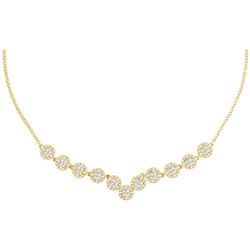 Diamond Cluster Luxury Necklace 1-7/8 Cttw 14kt Yellow Gold