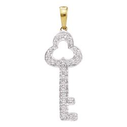Diamond Trefoil Key Love Pendant 1/6 Cttw 10kt Yellow Two-tone Gold