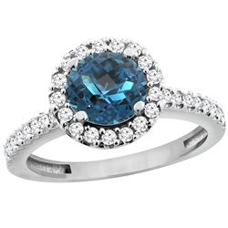 1.38 CTW London Blue Topaz & Diamond Ring 10K White Gold - REF-54X5M