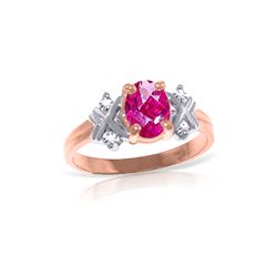 Genuine 0.97 ctw Pink Topaz & Diamond Ring 14KT Rose Gold - REF-59A5K