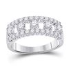 Image 1 : Diamond Right Hand Three-Row Band Ring 1.00 Cttw 14kt White Gold