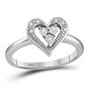 Image 1 : Round Diamond-accent Heart Cluster Ring .03 Cttw 10kt White Gold