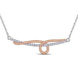 Diamond Rope Bar Chain Necklace 1/6 Cttw 10kt White Rose-tone Gold