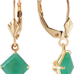 Genuine 2.9 ctw Emerald Earrings 14KT Yellow Gold - REF-50A6K